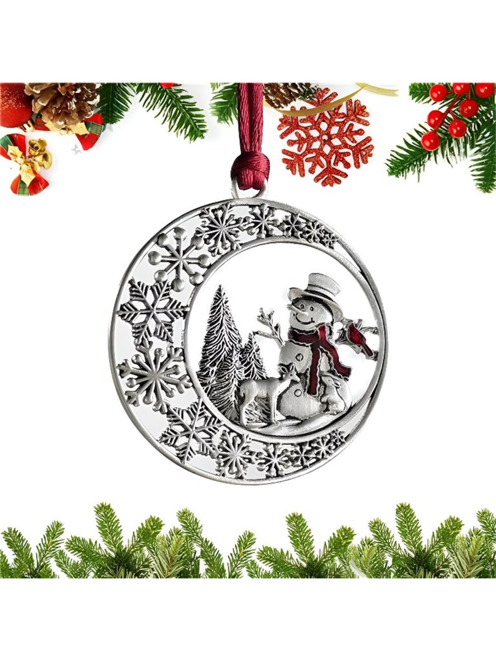 Christmas Ornaments, 2024 Solid Pewter Christmas Tree Ornament Handcrafted
